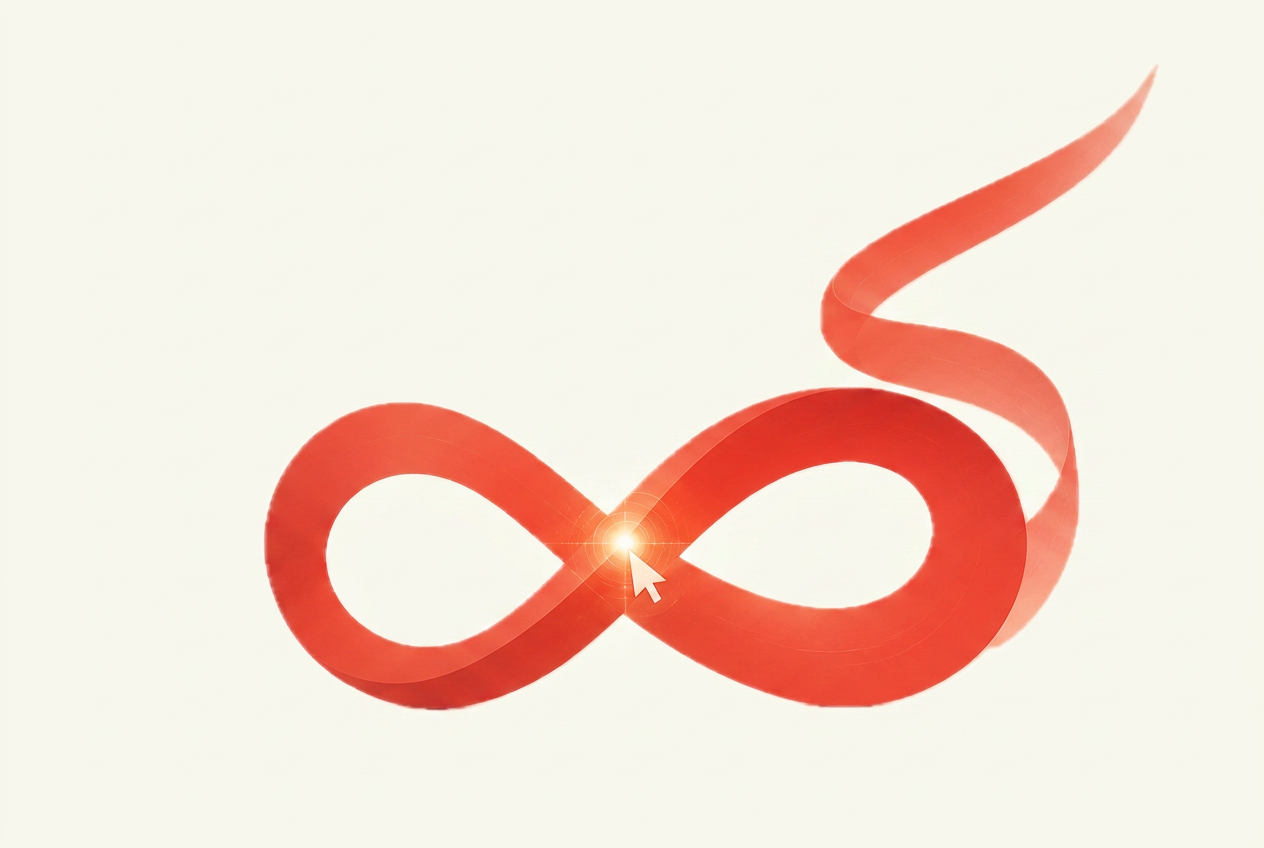 Continuous improvement loop — an infinity symbol spiralling upward